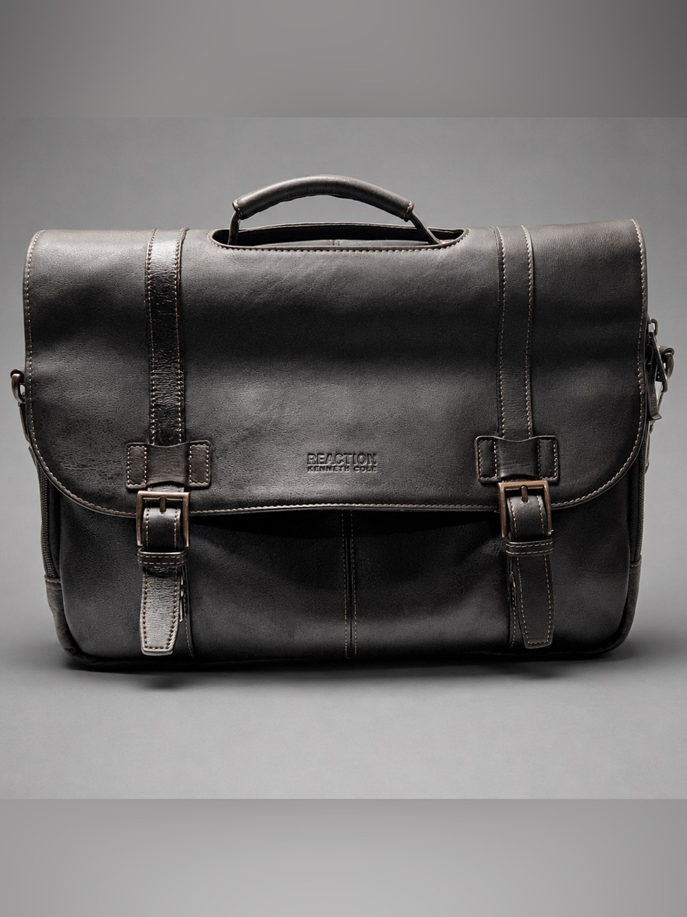 Vintage Y2K Kenneth Cole Reaction Brown Leather Briefcase Laptop Bag (15.6”)